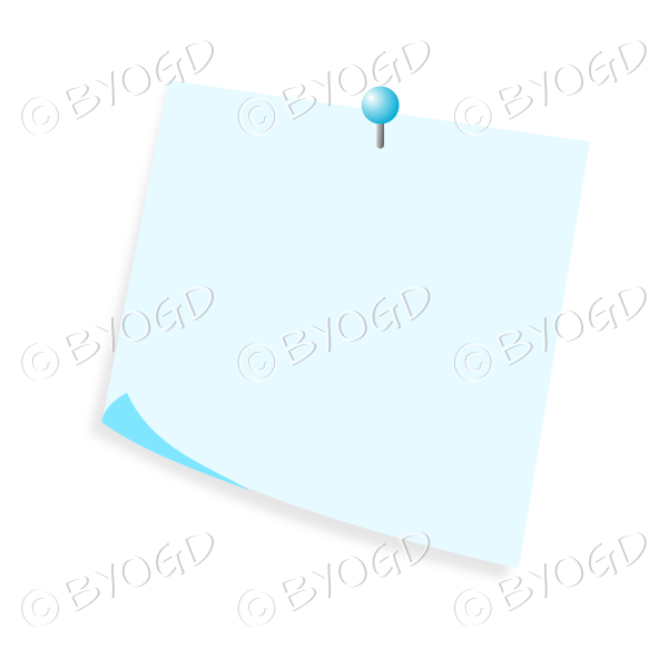 Light Blue pinned post-it note - add your own message!