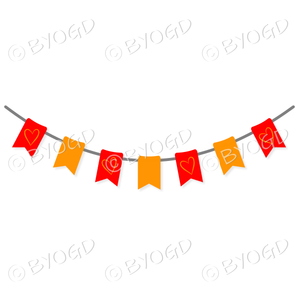 Red and orange bunting flags
