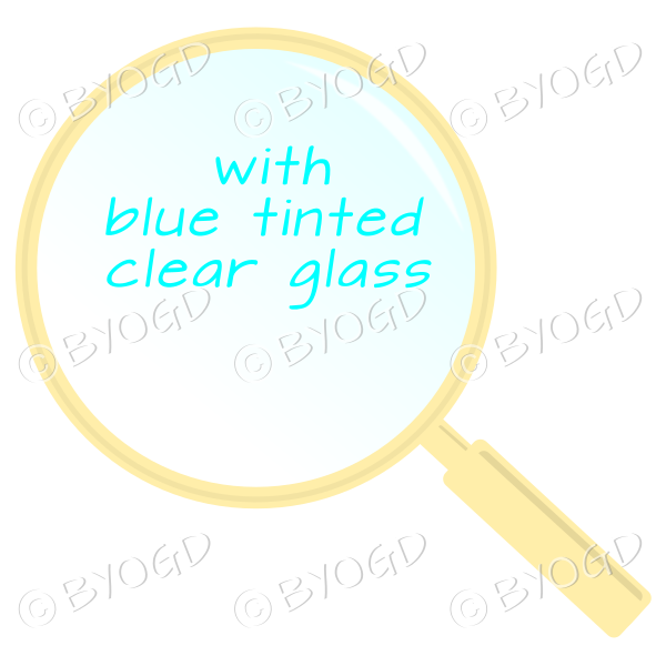 Yellow magnifying glass with blue tinted clear glass