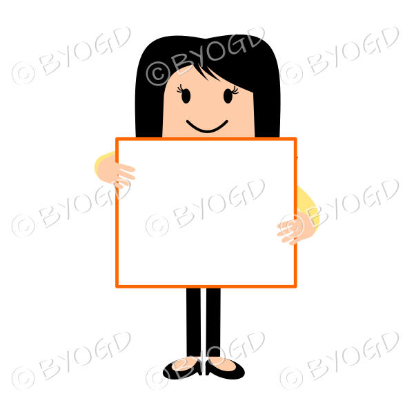 Girl with blank sign - add your own message!