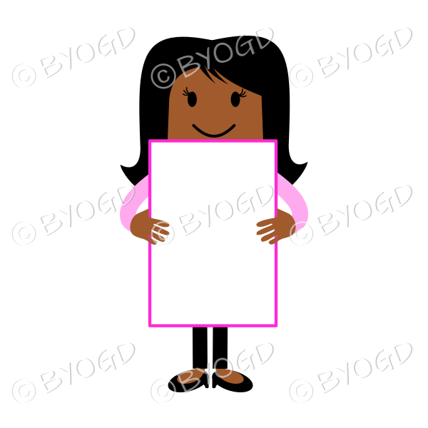 Girl in pink with blank sign - add your own message!