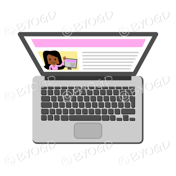 Laptop computer with pink website
