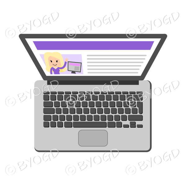 Laptop computer with purple website