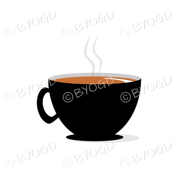 Coffee/tea in a black mug/cup - Side view