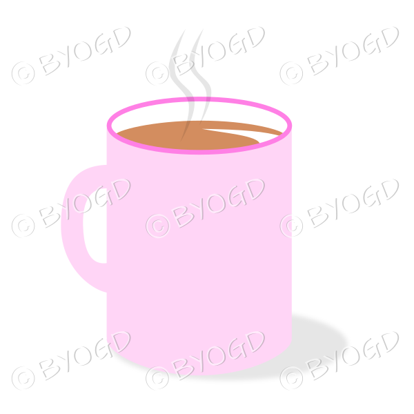 Coffee/tea in a pink mug/cup
