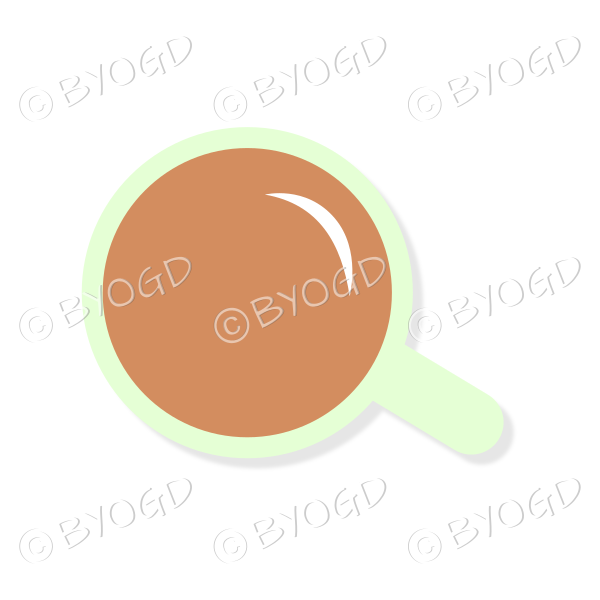Coffee/tea in a green mug/cup - Top view