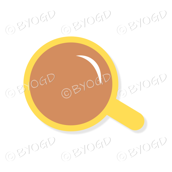 Coffee/tea in a yellow mug/cup - Top view