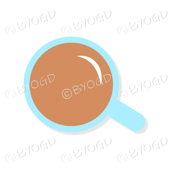 Coffee/tea in a blue mug/cup - Top view