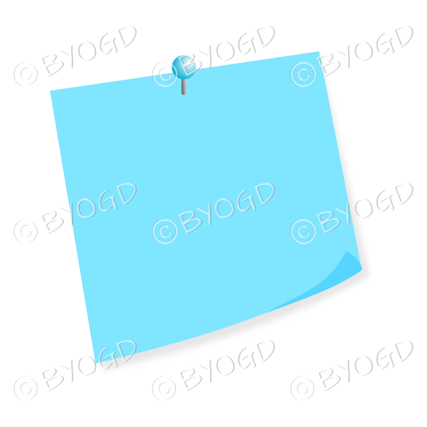 Blue pinned post-it note - add your own message!