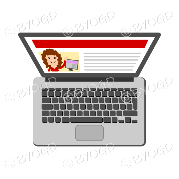Laptop computer with red website