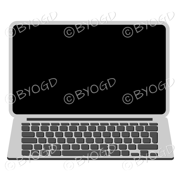 Silver laptop computer with black screen