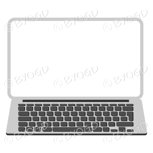 Silver laptop computer with white screen