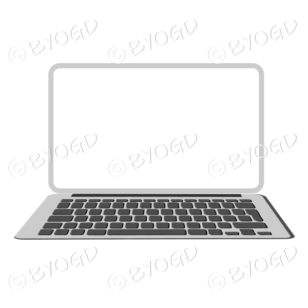 Silver laptop computer with white screen