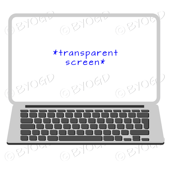 Silver laptop computer with transparent screen