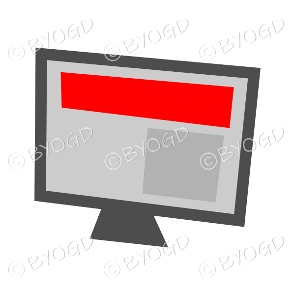 Computer screen with red header