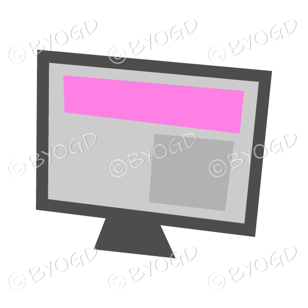 Computer screen with pink header