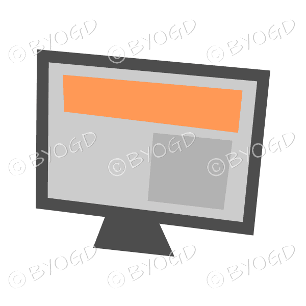 Computer screen with orange header