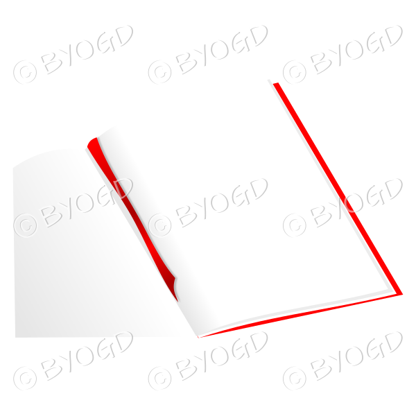Red open blank notebook