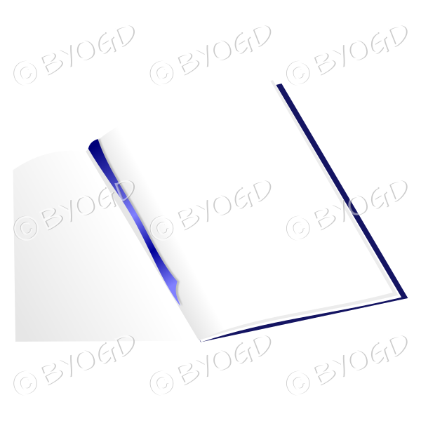 Blue open blank notebook