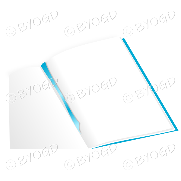 Blue open blank notebook