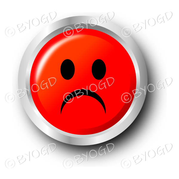 Red sad smiley face button