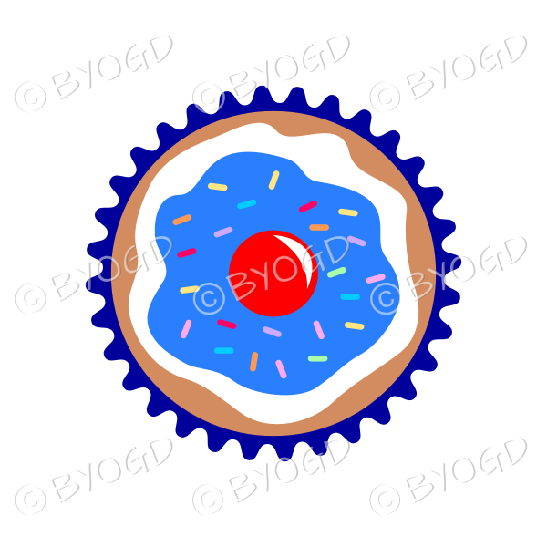 Blue cupcake or muffin - top view