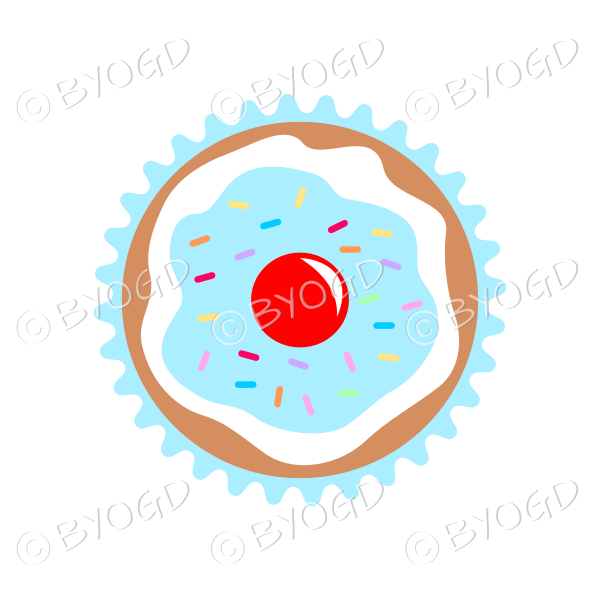 Blue cupcake or muffin - top view
