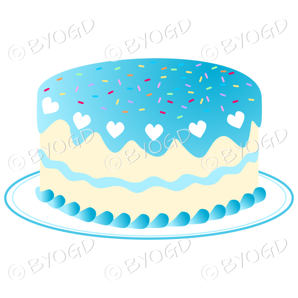Blue birthday or celebration cake
