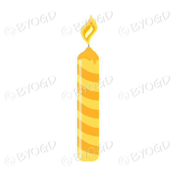 Birthday cake candle - yellow and orange