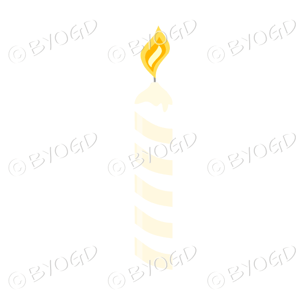 Yellow and white Birthday cake candle