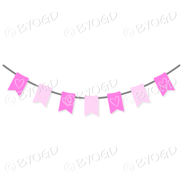 Light and Mid Pink Bunting Flags