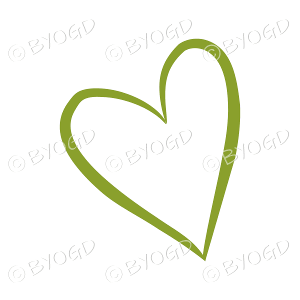 Hand drawn style green love heart