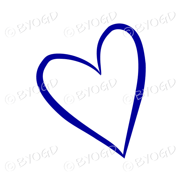 Hand drawn style blue love heart