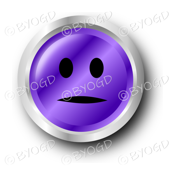 A purple flat face smiley button.