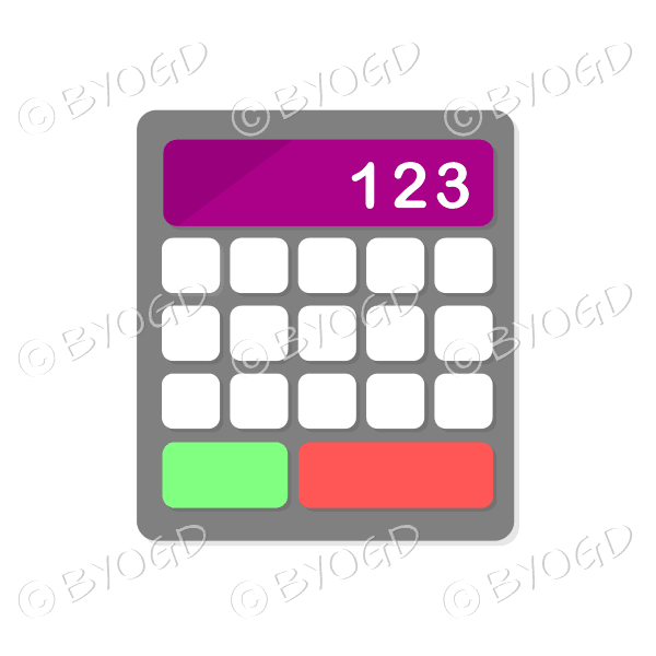 Desk calculator with dark pink display bar