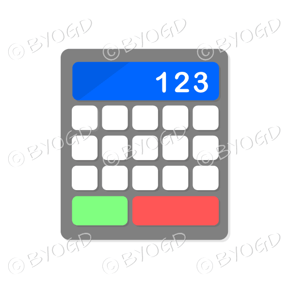 Desk calculator with blue display bar
