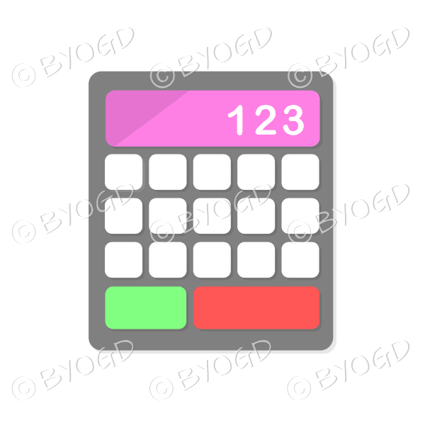 Desk calculator with pink display bar