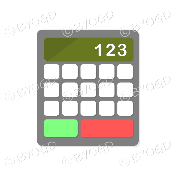 Desk calculator with green display bar