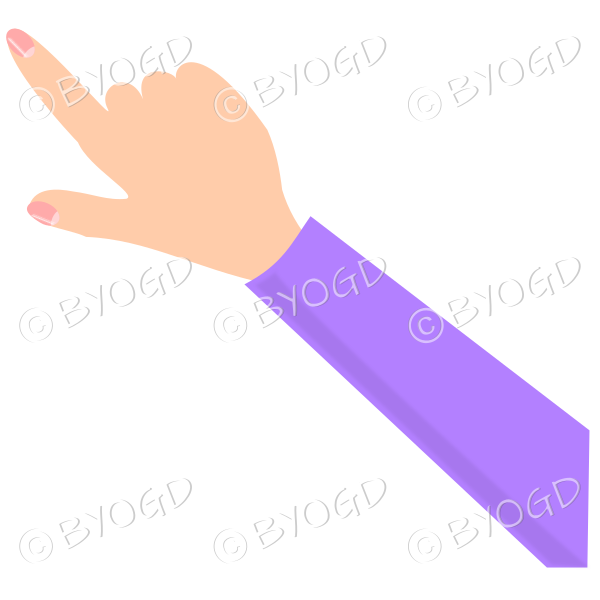Hand pointing - purple sleeve