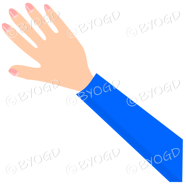 Hand reaching - blue sleeve