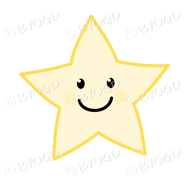 Cute yellow star with a happy smiley face