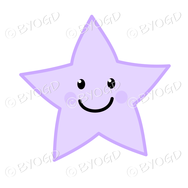 Cute purple star with a happy smiley face