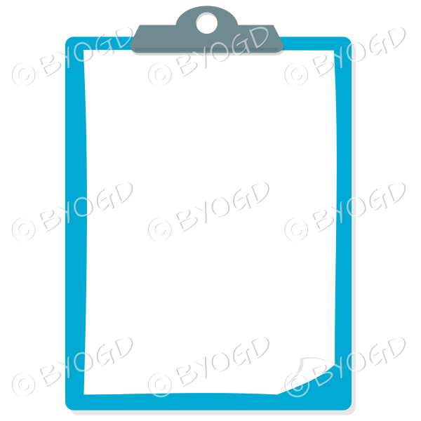 Light Blue clipboard with white page for your own message