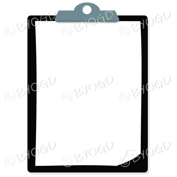 Black clipboard with white page for your own message