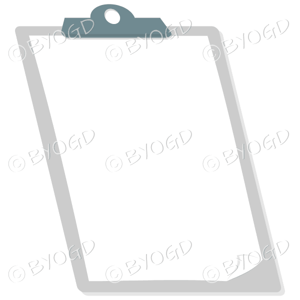 White sheet on grey clipboard