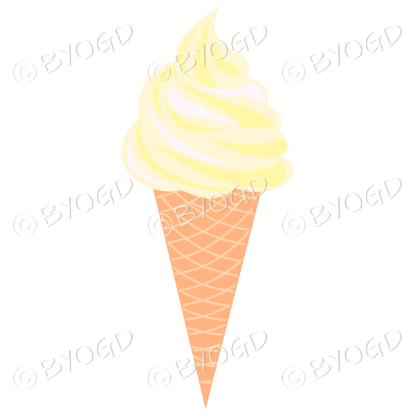 Vanilla ice cream in a cone shaped cornet