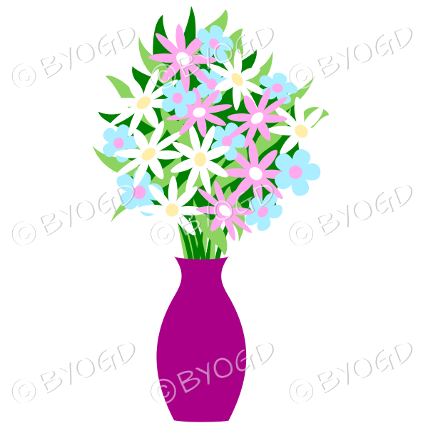Pink vase with flowers