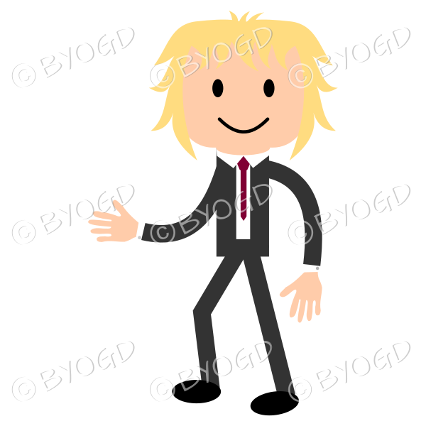 Young man in business suit ready to shake hands.