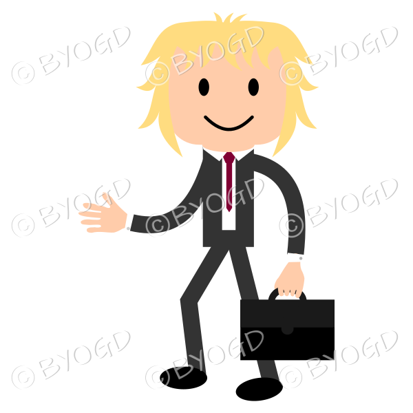 Man in business suit with brief case.