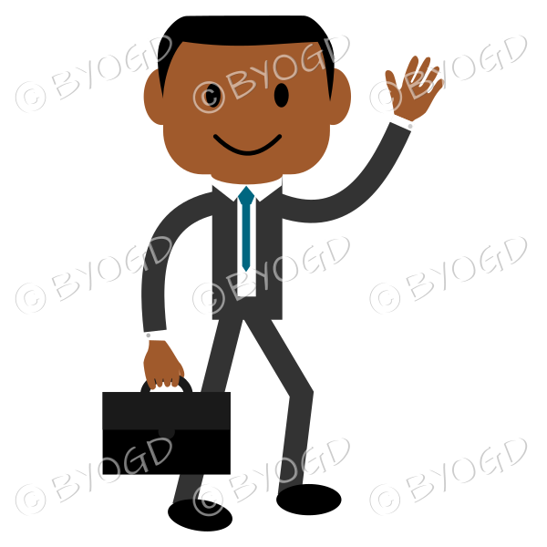 Business man with dark skin carrying a briefcase